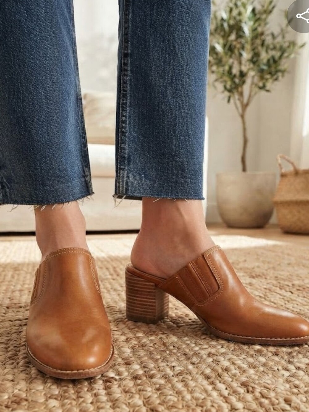 Madewell The Carey Mule in Leather Light Brown Size 6.5